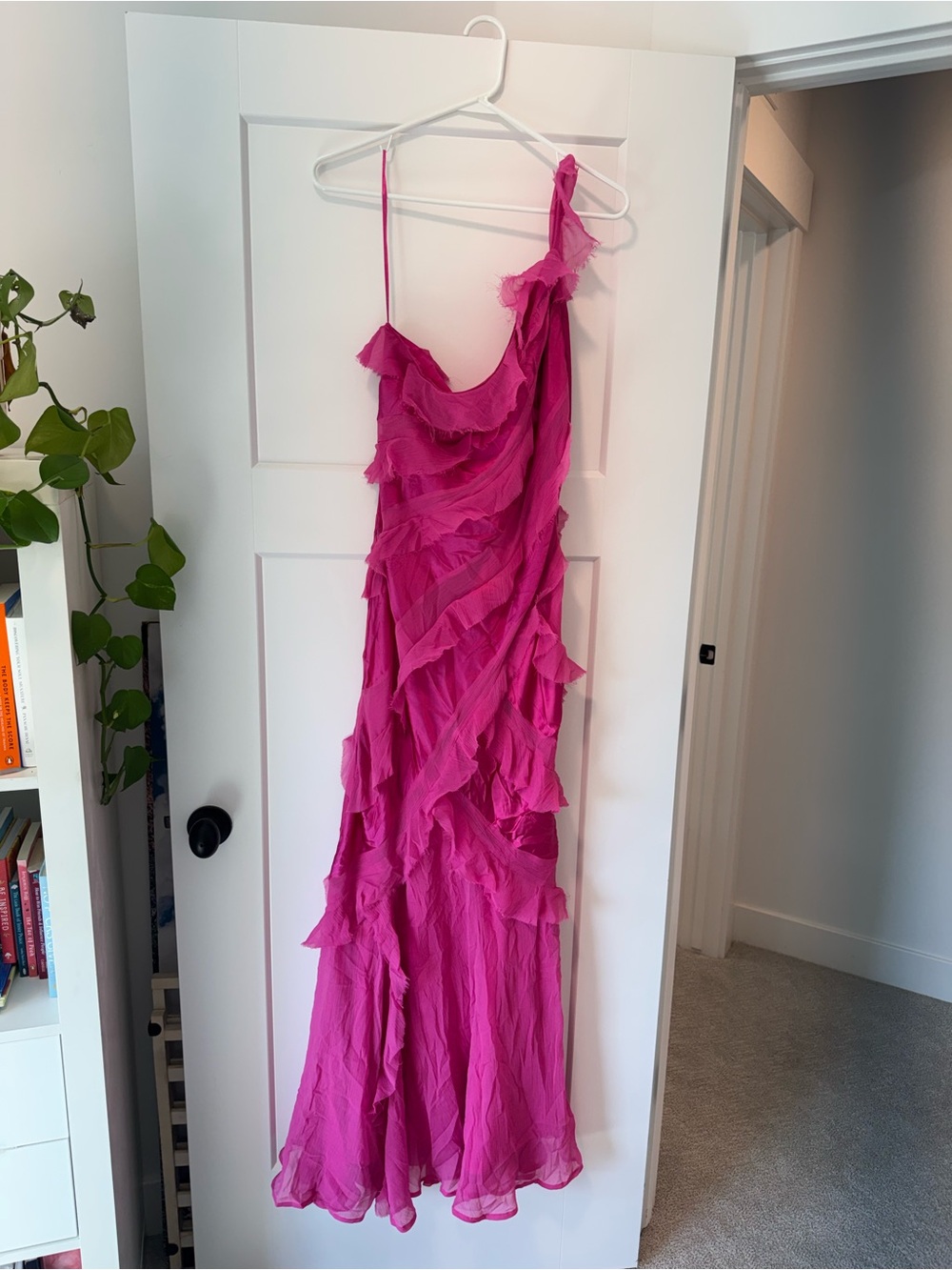 ASOS Hot Pink One-Shoulder Ruffle Maxi Dress - Picture 4 of 4